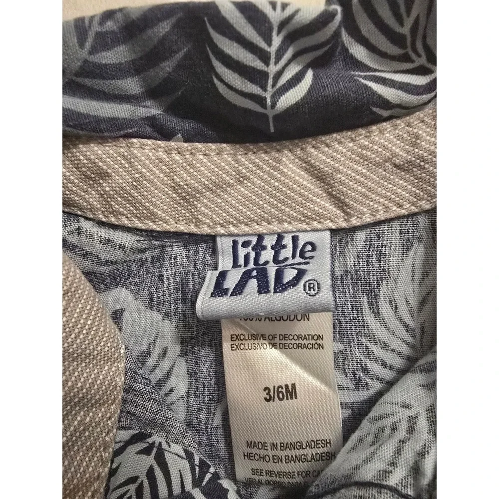 Carter's Baby Boy Tropical Leaf Button Down Bodysuit Navy Grey 18M